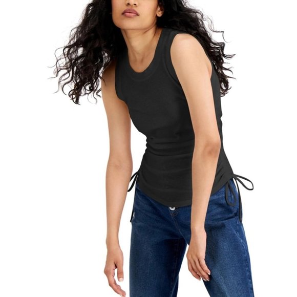 INC INTERNATIONAL CONCEPTS Ruched Side-Tie Tank Top in Black - Medium - NWT - Picture 1 of 2